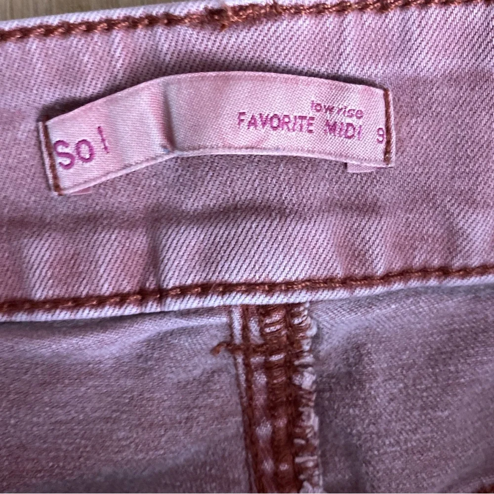 ❤️🙌SO! Raspberry Pink Favorite Midi Rise Denim Cropped Shorts - Picture 3 of 7